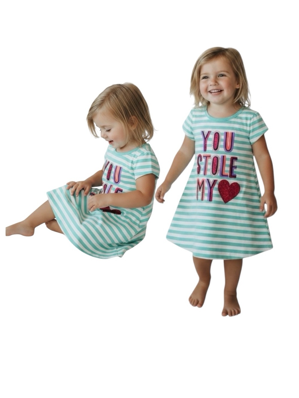 Lightning Bug Mint Stripe 'You Stole My Heart' Casual Dress